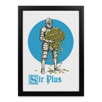 Sir Plus Knight Funny Renaissance Faire Men LARP - Framed poster (27 × 37 cm) - black - Front