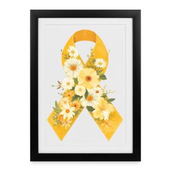 Endometriosis Yellow Ribbon with Flowers Design - Framed poster (27 × 37 cm) - black - Front