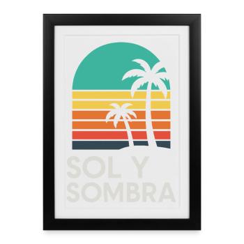 Sol et Ombre Palmier Sunset - Affiche encadrée (27 × 37 cm) - noir - Devant