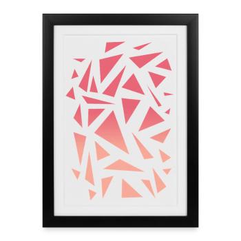 Motif triangulaire - Dégradé rose - Affiche encadrée (27 × 37 cm) - noir - Devant