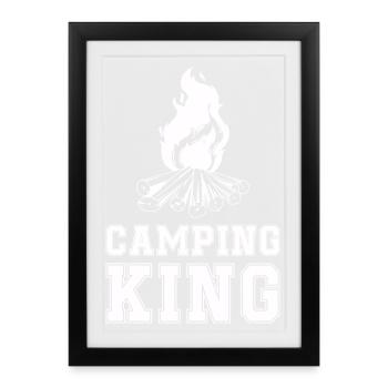 Camping King Feu de camp - Affiche encadrée (27 × 37 cm) - noir - Devant