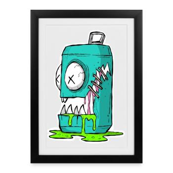 Monster Box Cartoon Comic - Framed poster (27 × 37 cm) - black - Front