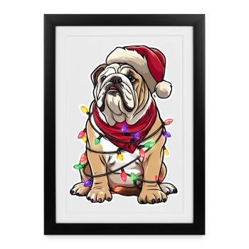 Design de Noël des bouledogues britanniques - Affiche encadrée (27 × 37 cm) - noir - Devant