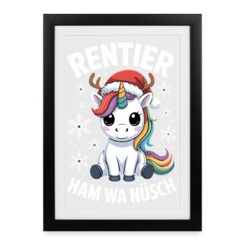 Unicorn Reindeer Ham wa nüsch Ugly Christmas - Framed poster (27 × 37 cm) - black - Front