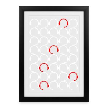 Headset pattern with red accents - Framed poster (27 × 37 cm) - black - Front