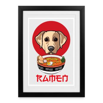 Golden Retriever Ramen Japanese Noodle Dog LoverEn - Framed poster (27 × 37 cm) - black - Front