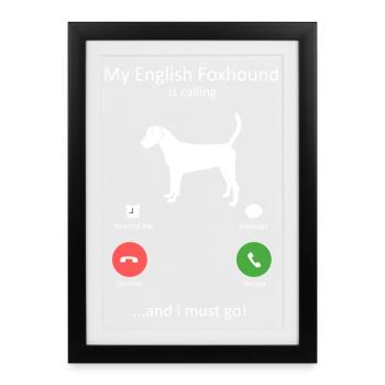 Le chien anglais appelle et je dois y aller, maman de chien - Affiche encadrée (27 × 37 cm) - noir - Devant