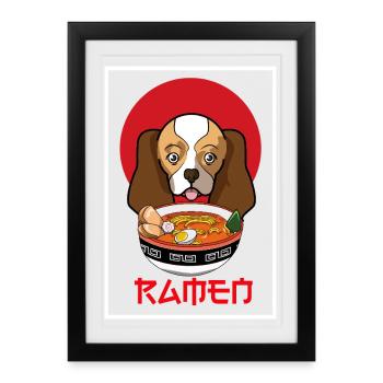 Cavalier King Charles Spaniel Ramen Japanese Dog - Framed poster (27 × 37 cm) - black - Front