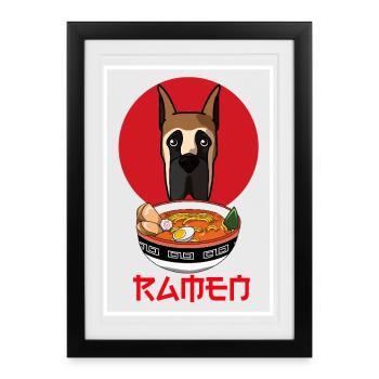 Great Dane Ramen Japanese Kawaii Dog Mom Dog Dad - Framed poster (27 × 37 cm) - black - Front