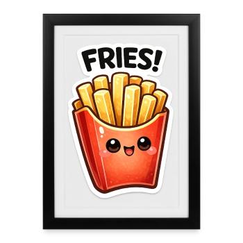 Autocollants de frites de Kawaii Frieze Joie - Affiche encadrée (27 × 37 cm) - noir - Devant