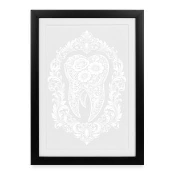 Baroque tooth design in frame - Framed poster (27 × 37 cm) - black - Front
