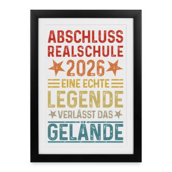 La légende de la Realschule 2026 quitte le site - Affiche encadrée (27 × 37 cm) - noir - Devant