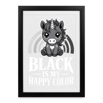Monochrome Unicorn Joy - Framed poster (27 × 37 cm) - black - Front