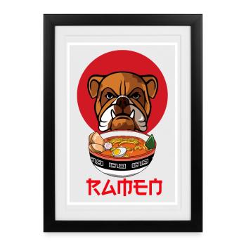 Japanese Ramen Bulldog Streetwear Design - Framed poster (27 × 37 cm) - black - Front