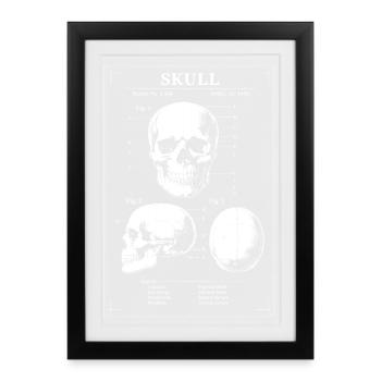 X-Ray Skull Blueprint - Framed poster (27 × 37 cm) - black - Front