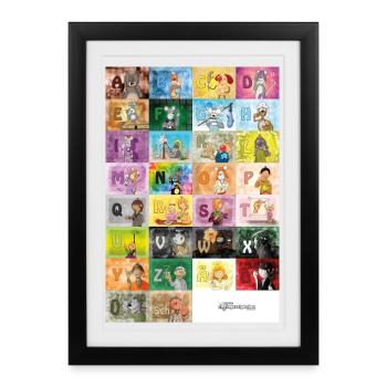 Alphabet allemand au doigt 1 / - Affiche encadrée (27 × 37 cm) - noir - Devant
