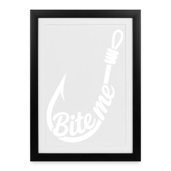 Graphique de pêche à l’hameçon BiteMe - Affiche encadrée (27 × 37 cm) - noir - Devant
