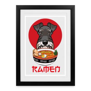 Miniature Schnauzer Ramen Japanese Art Dog Gift - Framed poster (27 × 37 cm) - black - Front