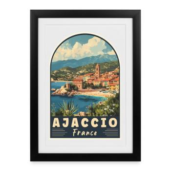 Découvrez Ajaccio en France Paradis méditerranéen - Affiche encadrée (27 × 37 cm) - noir - Devant