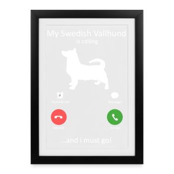 Mon chien Swedish Vallhund appelle - Affiche encadrée (27 × 37 cm) - noir - Devant