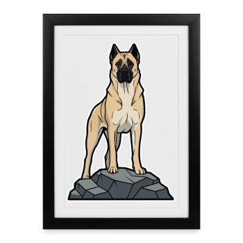 Anatolian Shepherd Dog on Protective Rock - Framed poster (27 × 37 cm) - black - Front