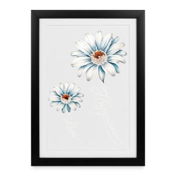 Daisy Motifs: Love & Happiness - Framed poster (27 × 37 cm) - black - Front
