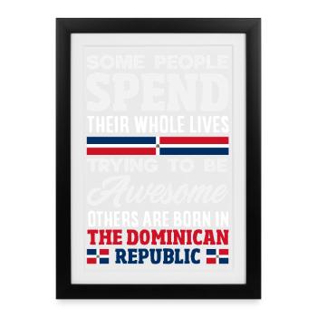 Drapeau de la République dominicaine Dom Rep Pride - Affiche encadrée (27 × 37 cm) - noir - Devant