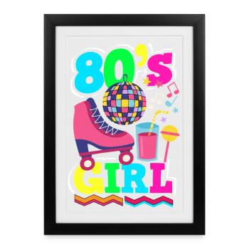 Retour rétro au design vintage des années 80 - Affiche encadrée (27 × 37 cm) - noir - Devant