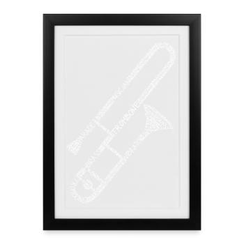 Trombone Word Art - Marching Band Player Gift - Framed poster (27 × 37 cm) - black - Front