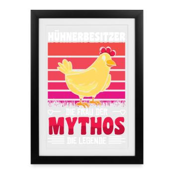 Hühnerflüsterer Huhn Hühnerhalter Hühner - Gerahmtes Poster (27 × 37 cm) - Schwarz - Vorne