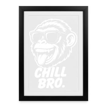 Chill Bro Affe Sonnenbrille Zunge Grafik - Gerahmtes Poster (27 × 37 cm) - Schwarz - Vorne