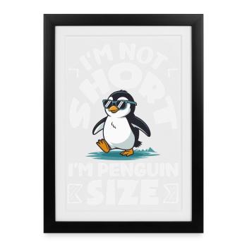 Pingouin mignon - Cadeau pour l’amoureux des manchots - Affiche encadrée (27 × 37 cm) - noir - Devant