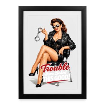 Pin-Up Rockabella: Trouble Never Looked This Good - Framed poster (27 × 37 cm) - black - Front