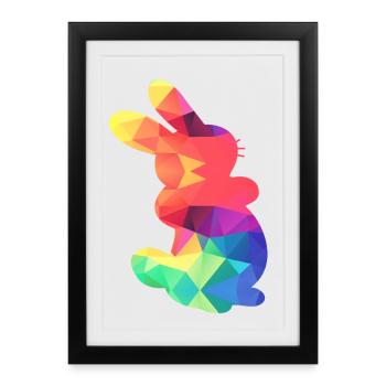 Lapin coloré - Affiche encadrée (27 × 37 cm) - noir - Devant