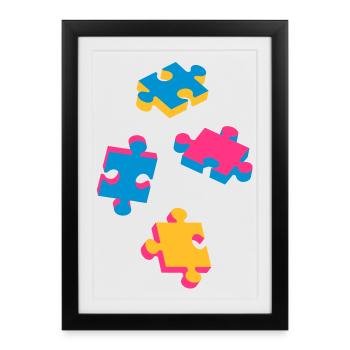 quatre pièces de puzzle - Affiche encadrée (27 × 37 cm) - noir - Devant