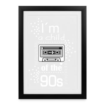 Je suis un enfant des années 90 - cassette - Affiche encadrée (27 × 37 cm) - noir - Devant