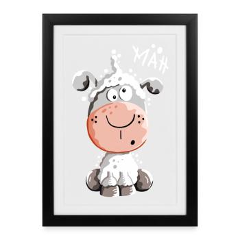 Drolliges Schaf - Schafe - Lamm - Fun - Gerahmtes Poster (27 × 37 cm) - Schwarz - Vorne