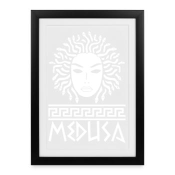 Femme aux cheveux de serpents (blanc) - Affiche encadrée (27 × 37 cm) - noir - Devant