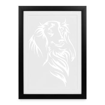 Tête de teckel « Black Edition » - Affiche encadrée (27 × 37 cm) - noir - Devant