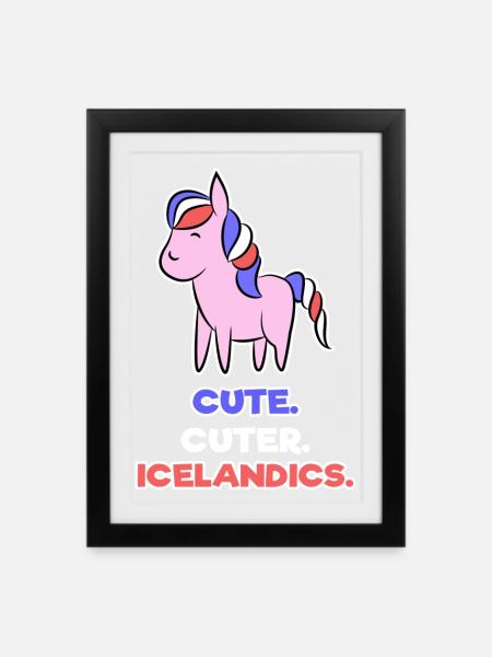 Pony Haflinger Statement Islandpferde Islandponys - Gerahmtes Poster (27 × 37 cm) - Schwarz