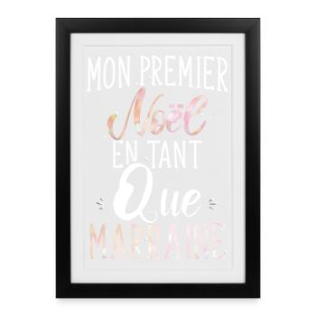 Mon premier noël en tant que marraine cadeau drôle - Affiche encadrée (27 × 37 cm) - noir - Devant