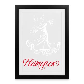 Flamant rose (foncé) - Affiche encadrée (27 × 37 cm) - noir - Devant