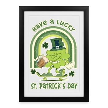 ST. Patrick's Day Skater Clover - Framed poster (27 × 37 cm) - black - Front