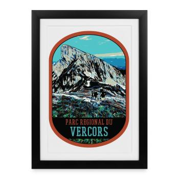 Illustration originale Parc Régional du Vercors - Affiche encadrée (27 × 37 cm) - noir - Devant