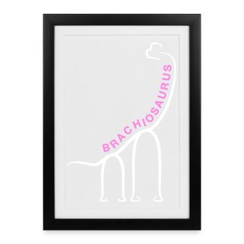 Dinosaurier Brachiosaurus Dino Liniengrafik - Gerahmtes Poster (27 × 37 cm) - Schwarz - Vorne
