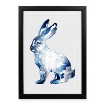 Lapin en verre coloré en verre - Affiche encadrée (27 × 37 cm) - noir - Devant