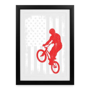 Drapeau BMX USA - Affiche encadrée (27 × 37 cm) - noir - Devant
