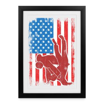 Judo USA Flag - Framed poster (27 × 37 cm) - black - Front