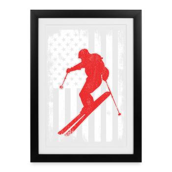 4 juillet Ski USA - Affiche encadrée (27 × 37 cm) - noir - Devant
