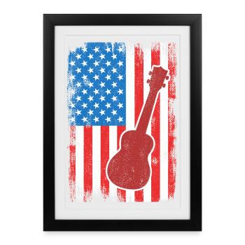 4 juillet USA Ukulele - Affiche encadrée (27 × 37 cm) - noir - Devant
